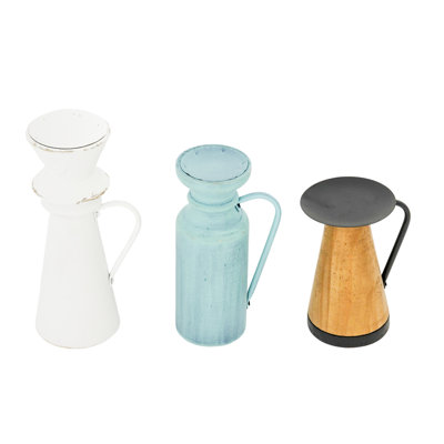 Ensemble de 3 porte-bougies multicolores en bois 7,5 po
