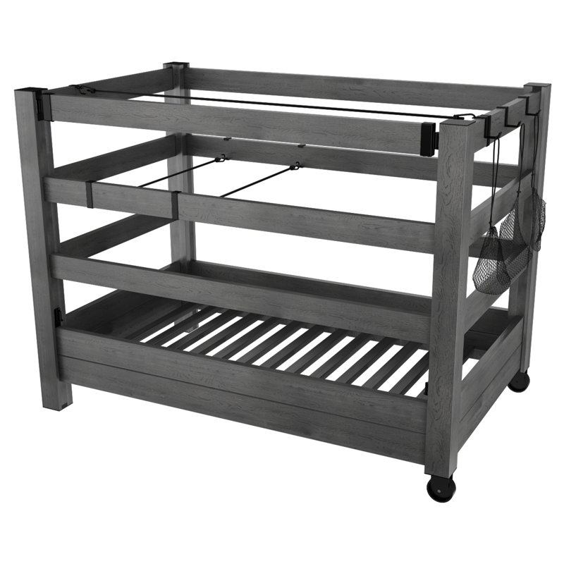 Charcoal Gray Adjustable WoodTek Vinyl Poolside Organizer