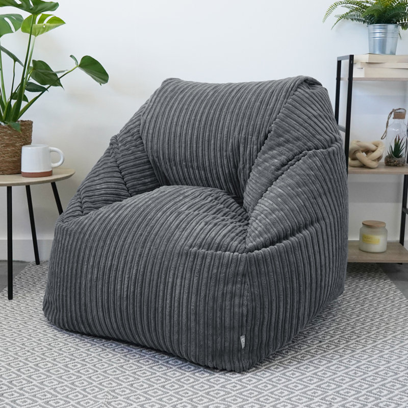 Polyester Refillable Bean Bag Chair, Grey