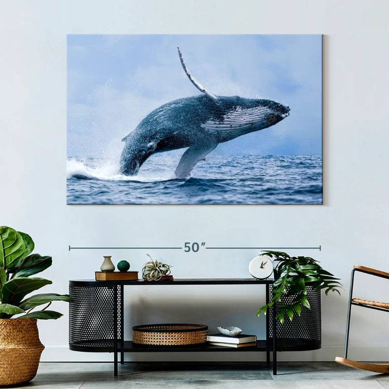 Brampt Leaping Humpback Whale, 34" H x 51" W