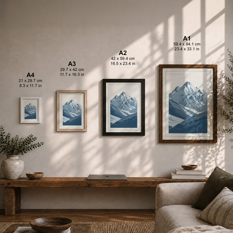 Alpine Ridges Minimalist - Print, A1 - 84.1 x 59.4 cm, Oak