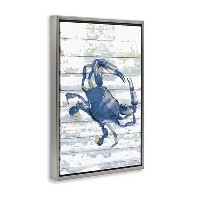  Toile flottante encadrée crabe bleu océan délavé par Jessie Perry