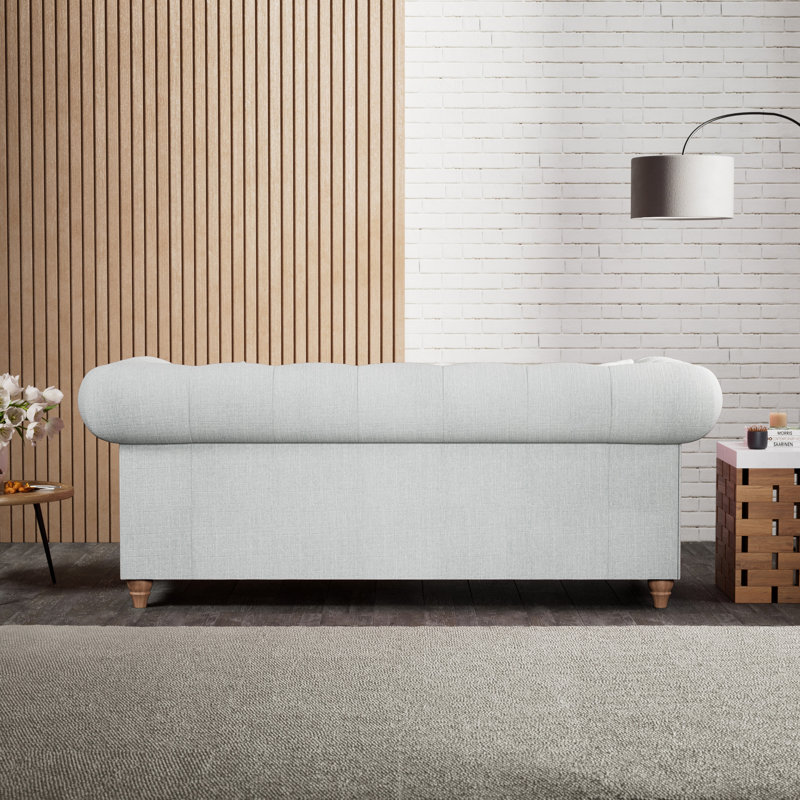 Ellrich 3 Seater Sofa, Light Blue, Walnut