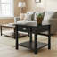 Table d'appoint en bois noir avec tiroirs