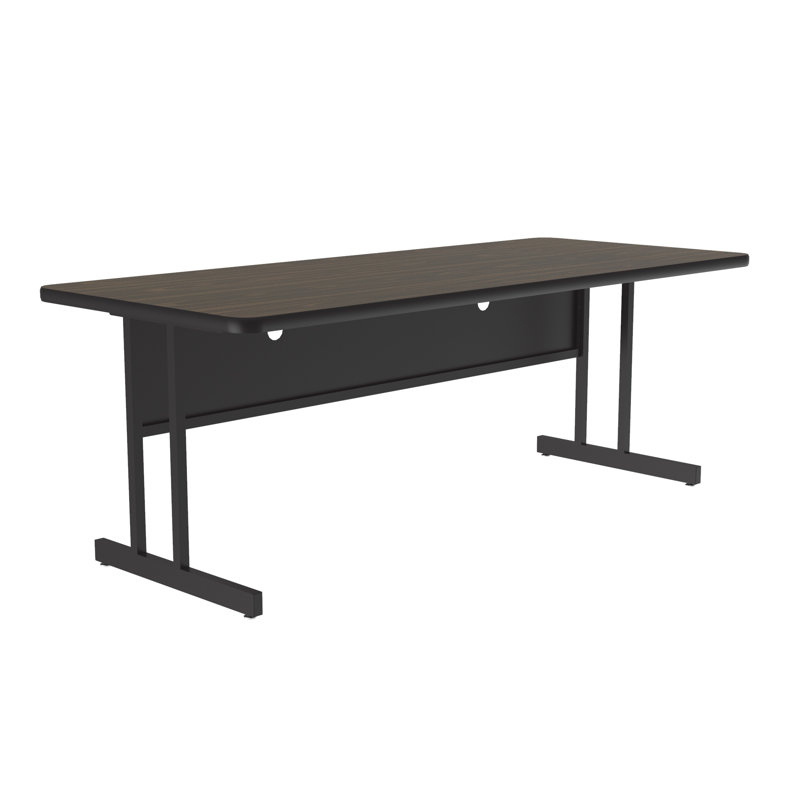 Metal Base Computer Desk, Walnut, 26" H x 60" W x 30" D