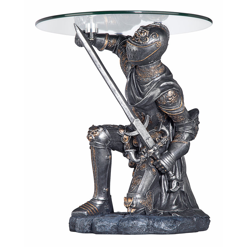 Battle Knight Glass Figurine End Table