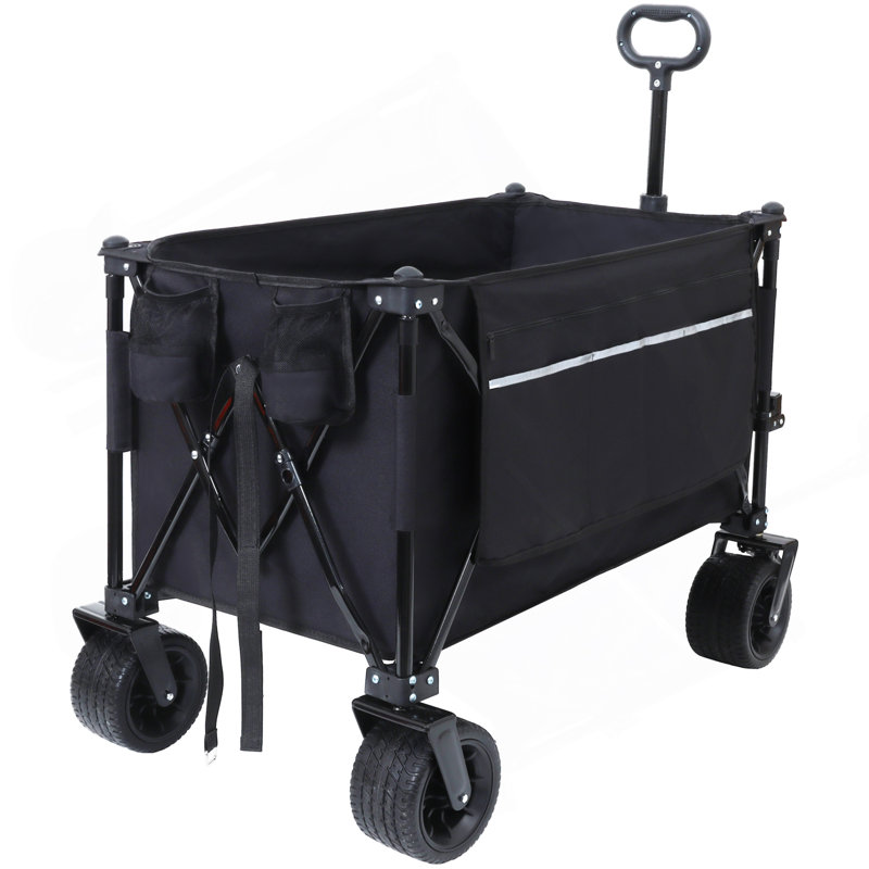 Chariot de jardin pliable avec roues robustes, Noir