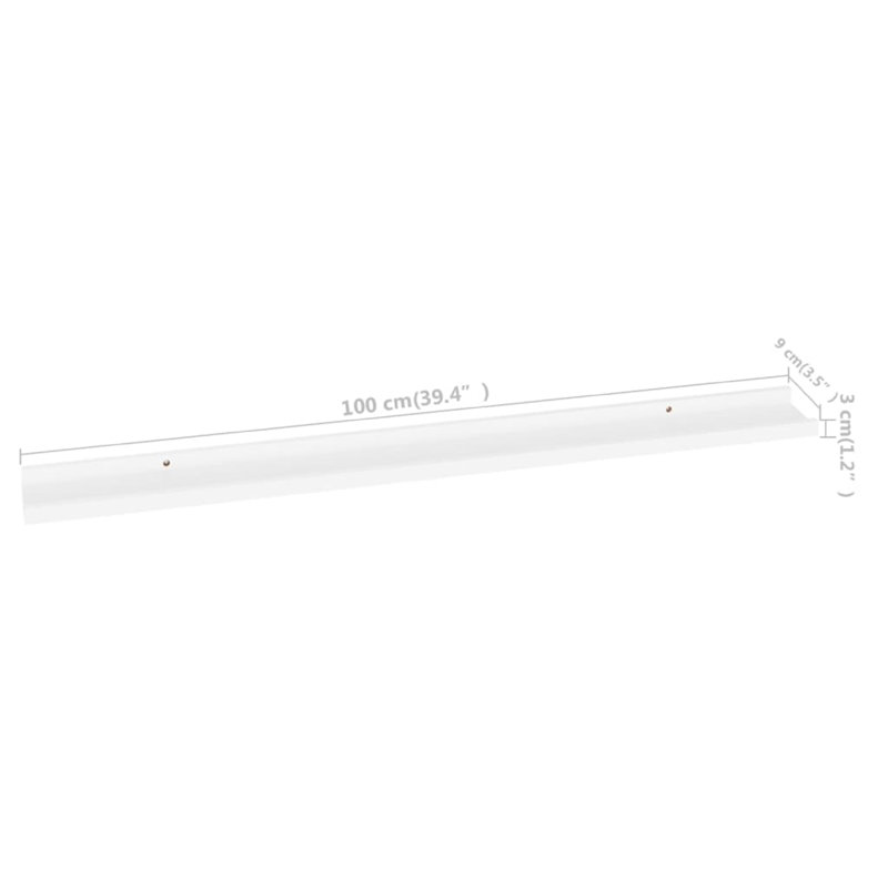 Ensemble de 2 tablettes murales Yuli, H 1,2 po x l 39,4 po x P 3,5 po