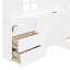 Lit maison avec fenêtre et tiroirs de chevet, lit plateforme avec tablettes et ensemble de prises et port USB, blanc