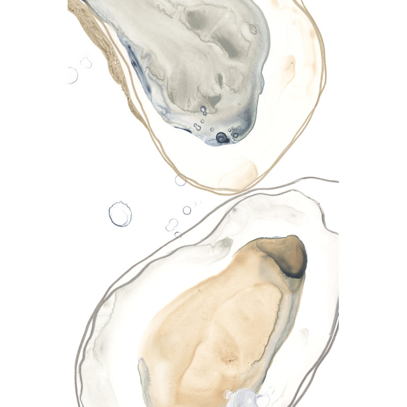 Ocean Oysters IV by June Erica Vess - Painting, Wrapped Canvas, 46 cm H x 30 cm W