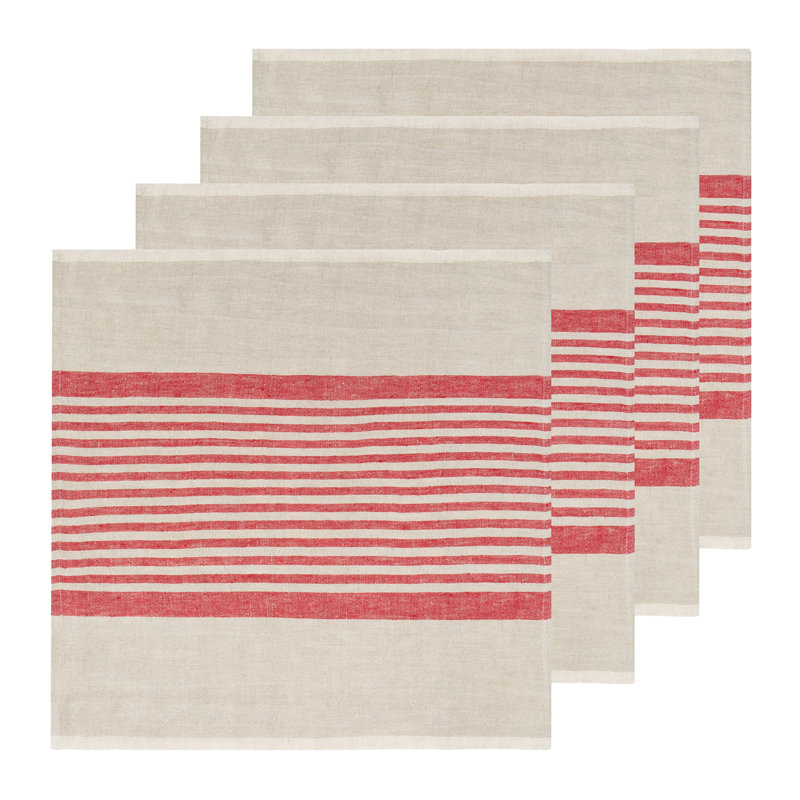 Brittany Square Napkin, Natural/Red