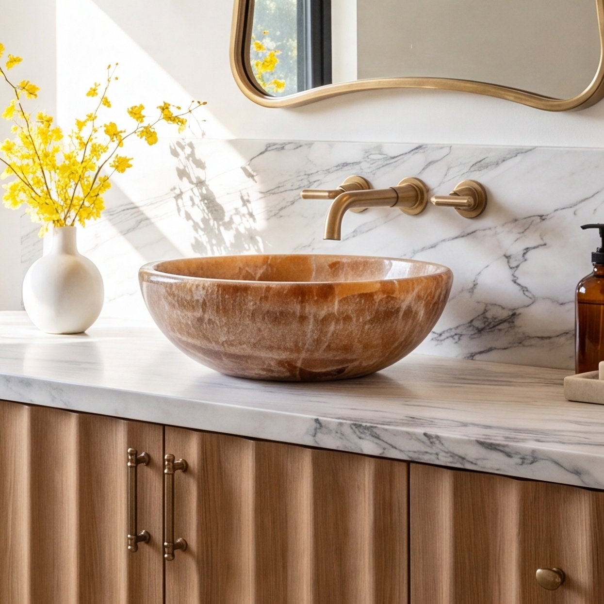 Classic Round Stone Vessel Bathroom Sink