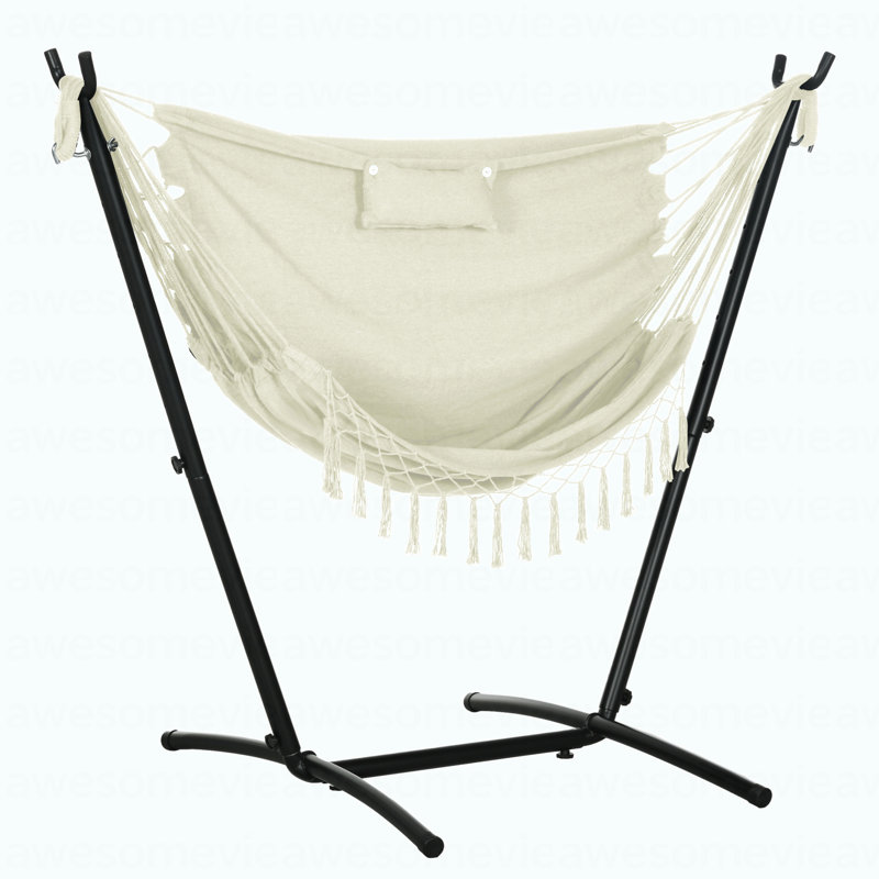 Chaise longue de hamac avec support Outsunny, Blanc