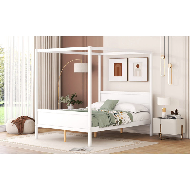 Structure de lit à baldaquin en bois massif pour grand lit - Design moderne pour les chambres élégantes