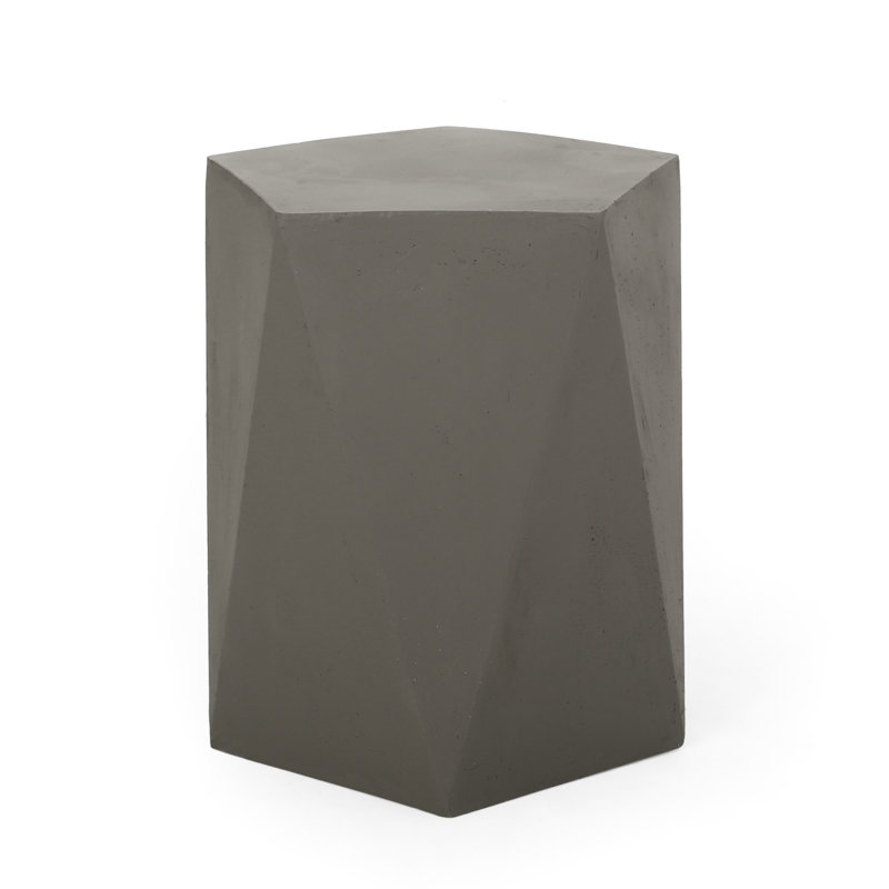 Modern Side Table In Lightweight Concrete, Pentagon Shape, 15.7" W X D 18.19" H, No Assembly, Gray Concrete Table, Form, 16x16x18,