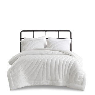 Full Puffy Comforter - White, Modern , 350gsm Fill, Labeled 3 Pcs Machine Washable And Soft