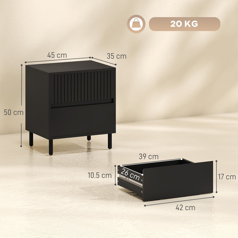 45 cm W Bedside Table