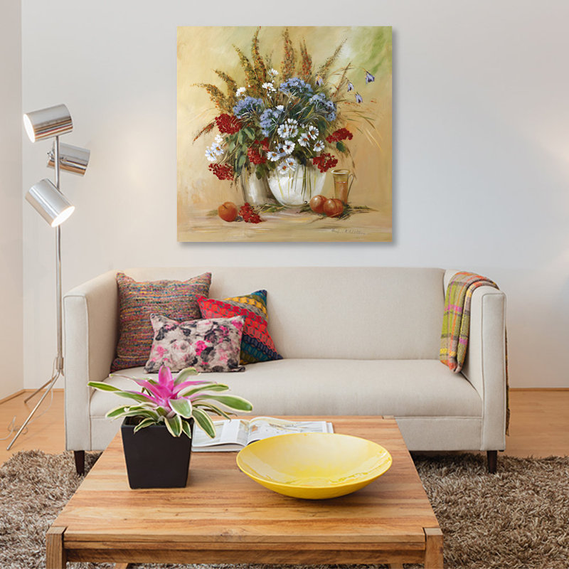 «Classico Flowers II», reproduction sur toile, H 48 po x l 48 po x P 1,5 po, Toile tendue, Pas de tapis