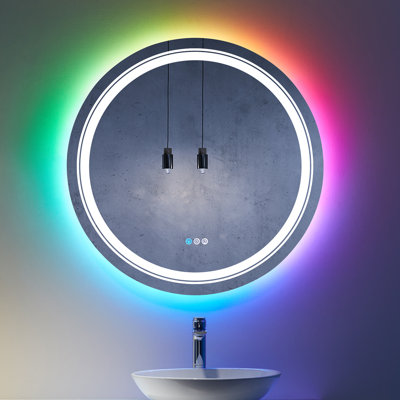 Aevar Super Bright Independent Controlled RGB Backlit & LED Frontlit Anti-Fog Tempered Glass Bathroom/Vanity Mirror with ETL & 3-Year Warranty