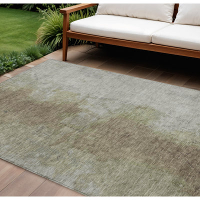 Tapis extérieur lavable abstrait taupe et beige 8 pi x 10 pi