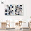 Palette de cubes, ensemble de décorations murales abstraites encadrées par Art Remedy, cadre argenté, 36 x 45-135371752-135371737
