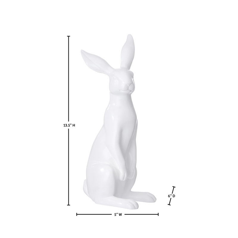 Lapin blanc en résine 13,5 po, 13,5 po x 5 po
