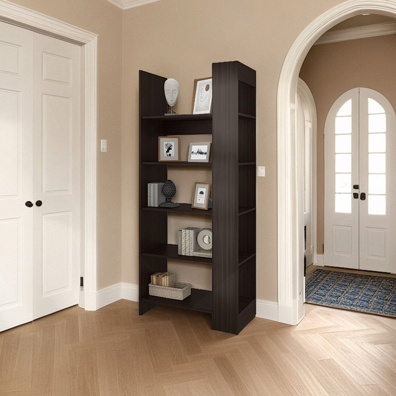 Stained Walnut 5-Shelf Open Bookcase