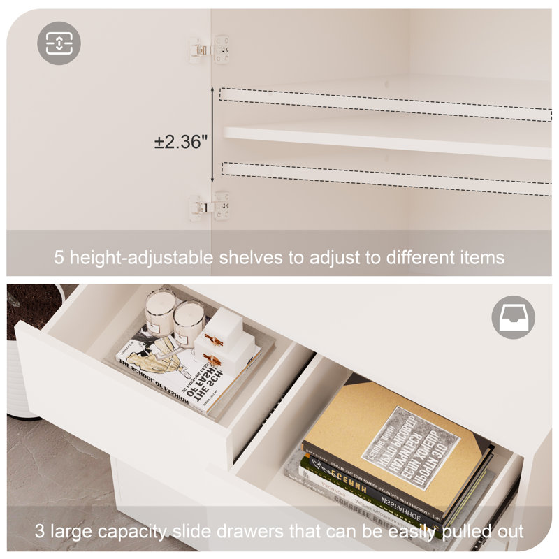 Armoire de cuisine avec prises de courant et lumières DEL, Blanc