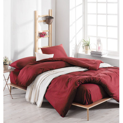 Ensemble de housse de couette en coton rouge Claret