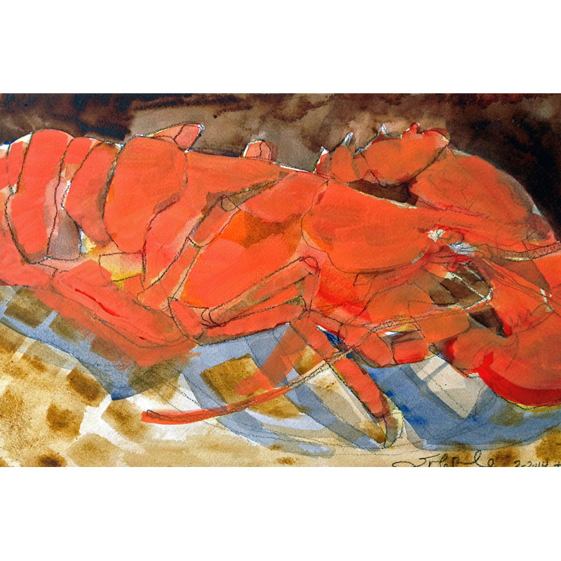Abstract Lobster III by Erin McGee Ferrell - Wrapped Canvas Painting, 30cm H x 46cm W x 3.8cm D