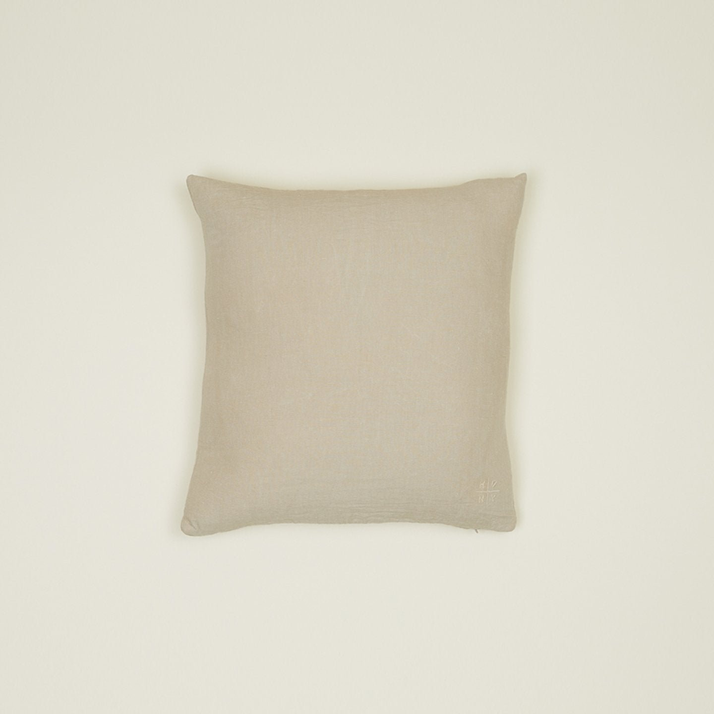 Simple Embroidered Linen Throw Pillow, Flax, Square 22"