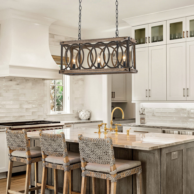 Farmhouse 3-light Rustic Wood Kitchen Island Lighting