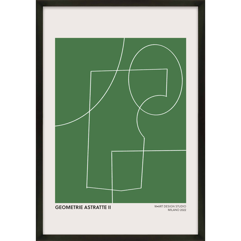 Geometric Abstraction In Green by Romina Gadler, Black, 38" H x 26.5" W x 1.25" D