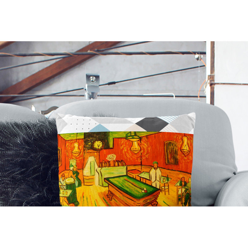 The Night Cafe Vol.1 Square Throw Cushion, Stone, 40cm H x 40cm W x 15cm D