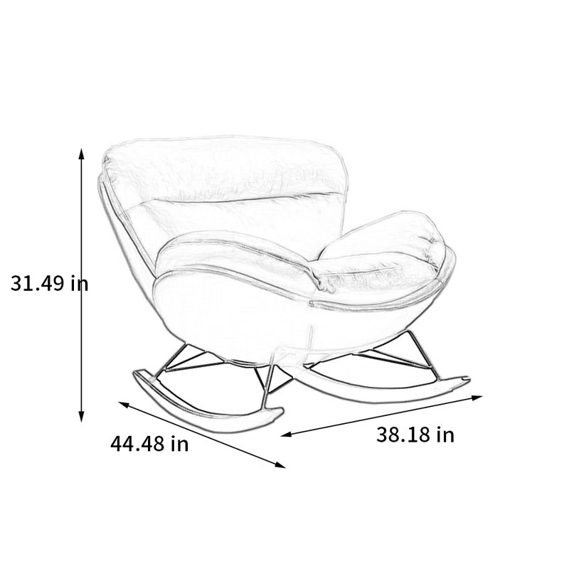 Chaise berçante en métal, Noir, Orange