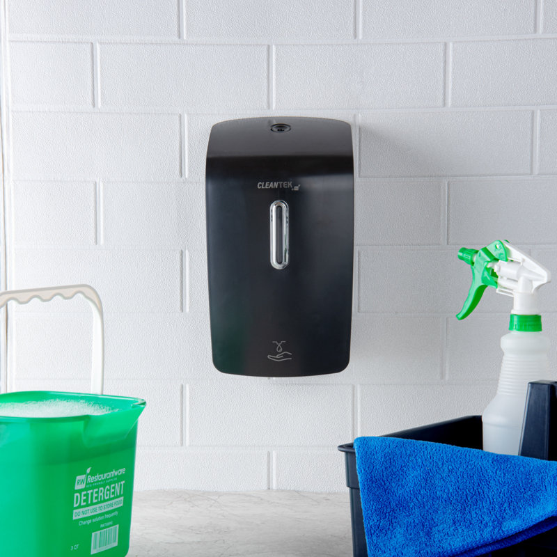 Distributeur de savon automatique 33,4 oz, 1 distributeur de savon mural sans contact - clé de sécurité, distributeur de savon en plastique noir, transparent, pour savon liquide