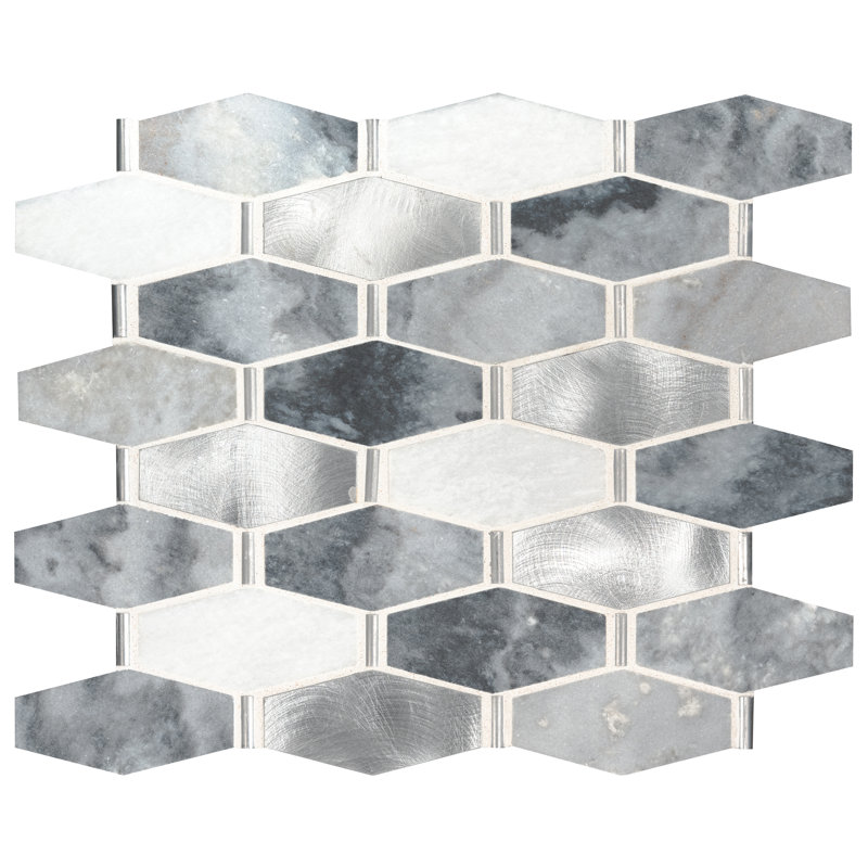 Selara Hexagon 12 in. x 14 in. Natural Stone Metal Blend Mosaic Wall Tile
