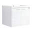 Meuble-lavabo moderne blanc brillant 48 po avec lavabo en résine, portes à fermeture en douceur, 1 armoire murale et armoire latérale, quincaillerie de porte de fermeture à option de rangement, conception à fixation flottante, contreplaqué