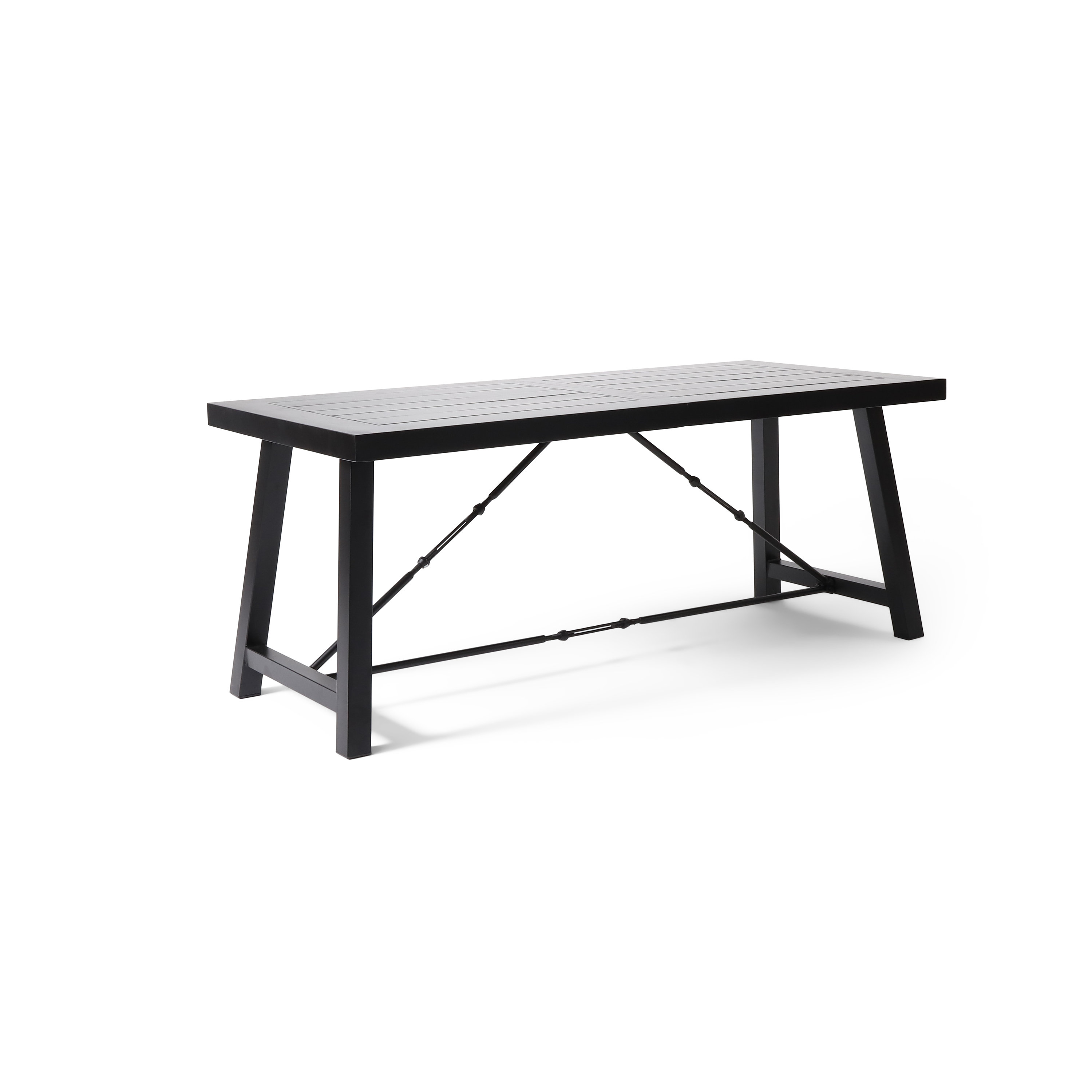 17 Stories Homeros Solid Wood Top Metal Base Dining Table & Reviews