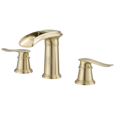 8 In. Waterfall Widespread 2-Handle Bathroom Faucet With Pop-Up Drain Assembly In Spot Resist