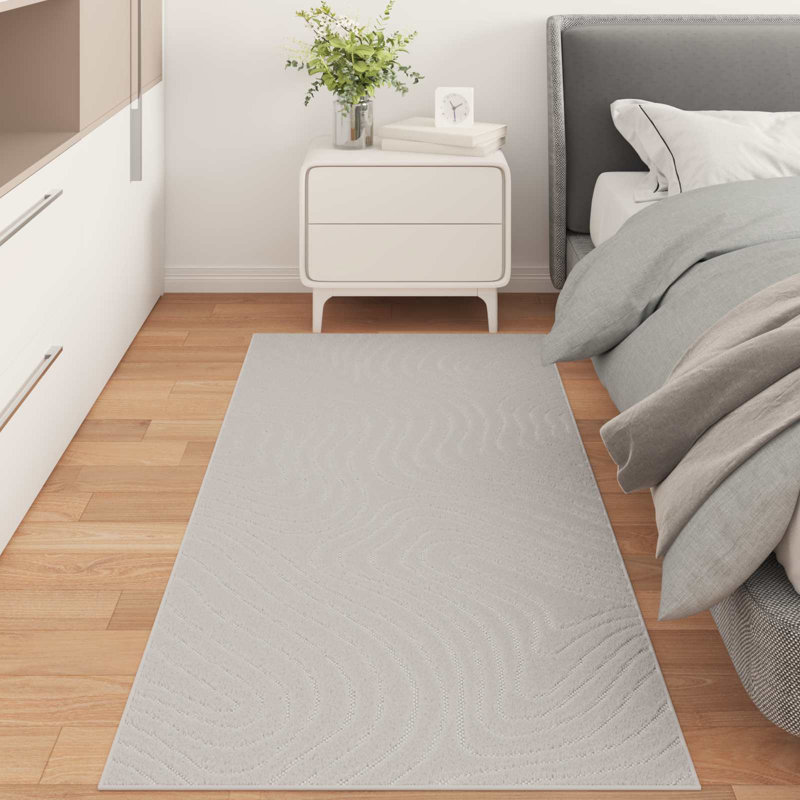 Modern Indoor and Outdoor Rug, Cream, Rectangle 80 x 150 cm