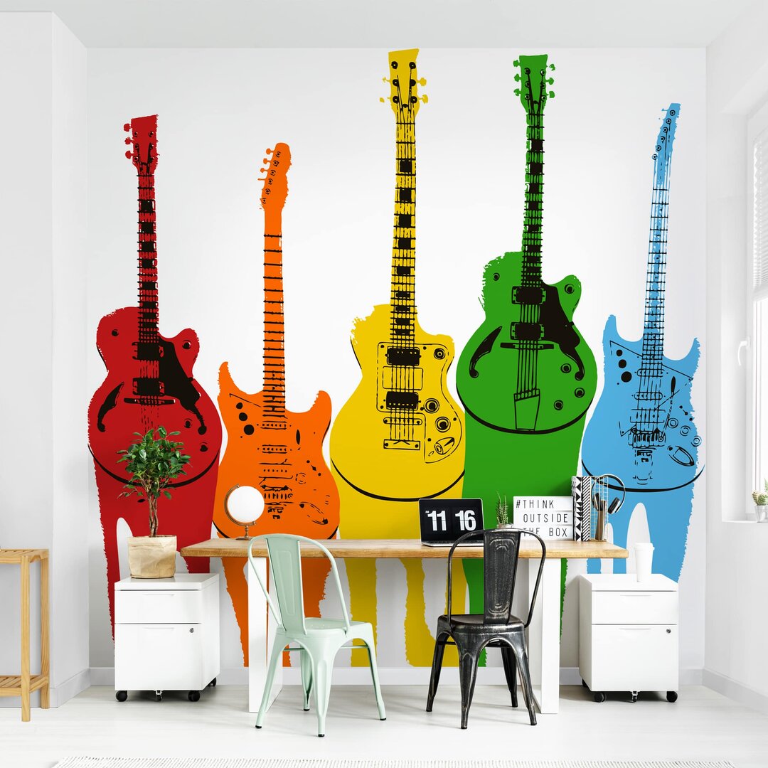 Strukturierte Tapete Retro Guitars 1,92 m x 192 cm