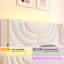 Ensemble de chambre à coucher 3 pièces, lit tapissier à lumière ambiante avec 2 tiroirs et 2 tables de chevet classiques-1389610250-1389610248