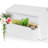 Wall Mount Mailbox for House, Outside, with 3 Sets of 0-9 Number Stickers & Flower Planter, Rust-Proof Metal Post Drop Box, White