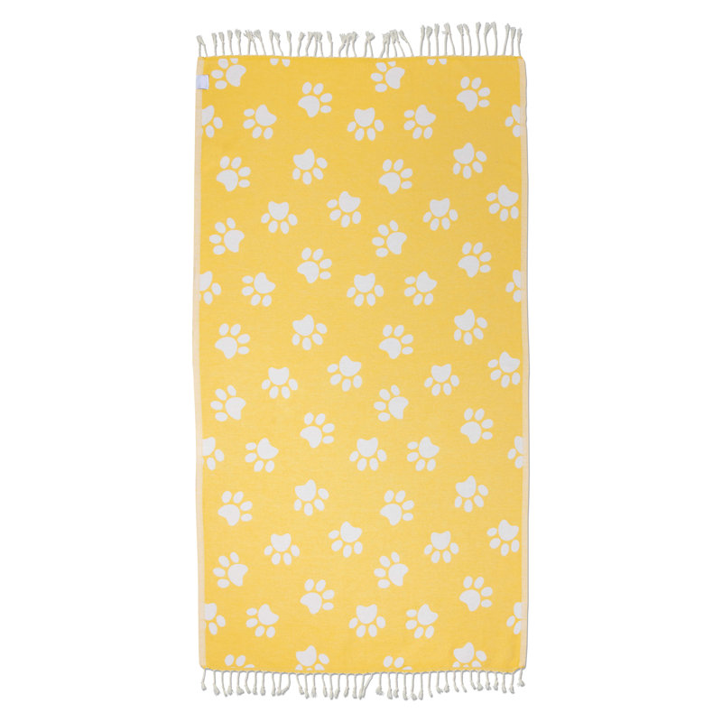 Serviette turque Chanyah Paw Print, Jaune