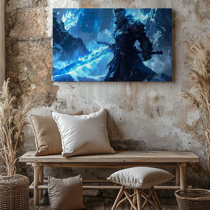 Toile Ice Warrior avec lueur de l'épée Canvaspowerful, H 20 po x l 20 po