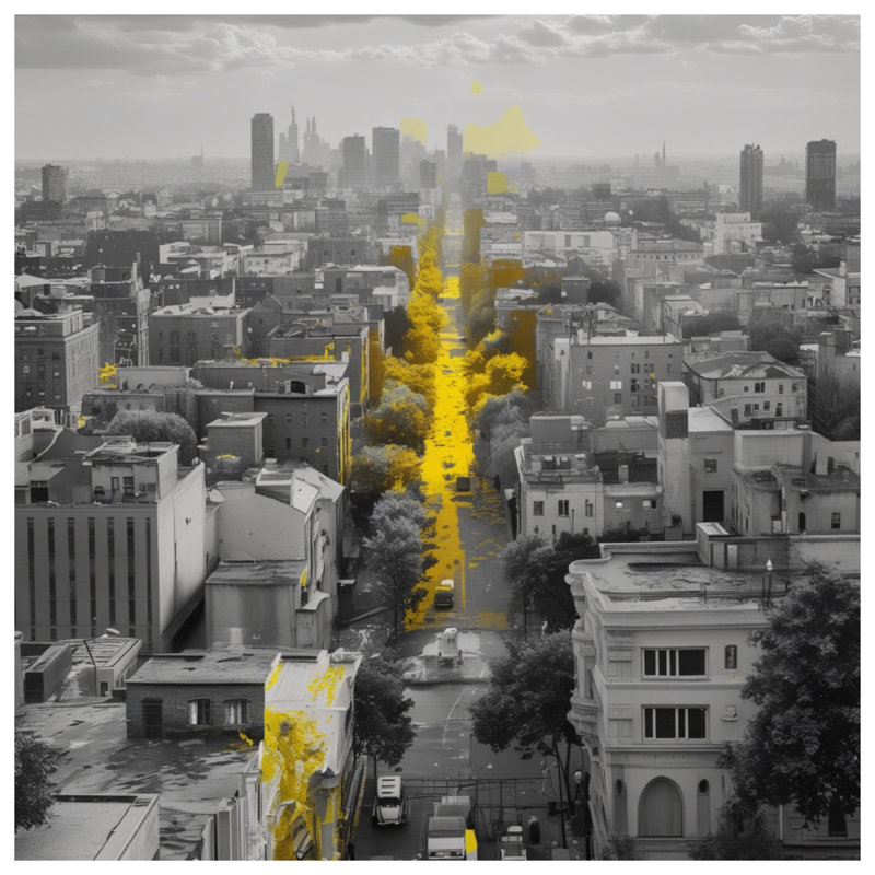 Tapisserie murale Skyline - Décoration murale paysage urbain, 68 po H x 80 po L avec 4 œillets