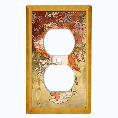 Copper Rust Patina Teal Print 1 - Gang Duplex Outlet Standard Wall Plate