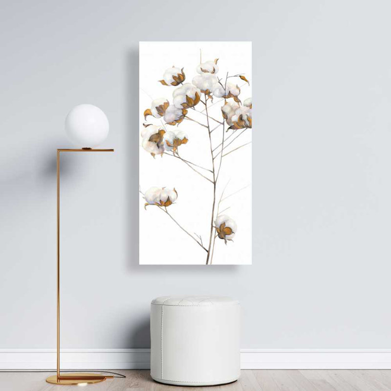 Branche de fleurs de coton - Toile de salon brune pour la décoration intérieure