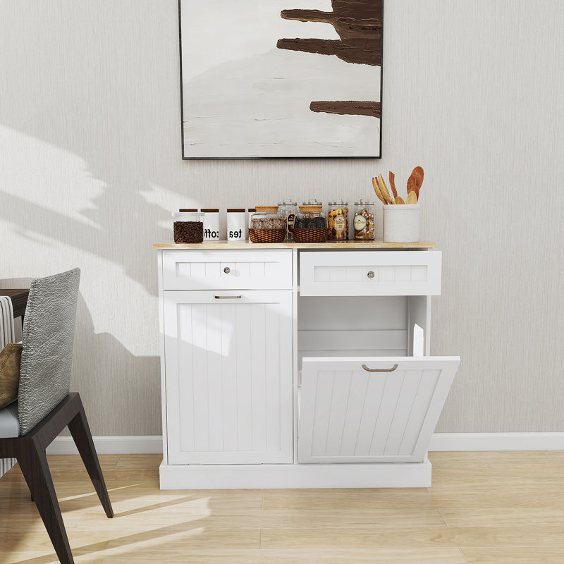 Armoire à ordures inclinable à deux tiroirs et à deux compartiments, durable et élégante pour les cuisines modernes